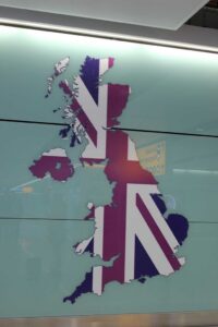 UK map on Heathrow wall
